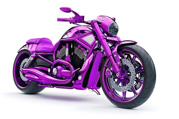 Purple motorcycle isolated on white background
