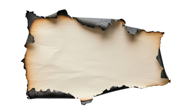Burning paper on a transparent background