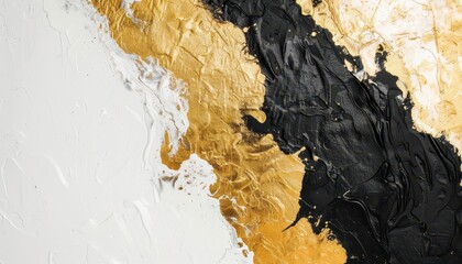 minimalist black white and golden abstract oil painting background with copy space