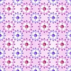 eamless pattern of pink and purple flowers