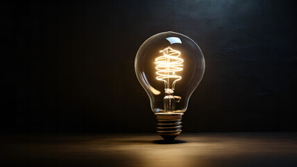 A conceptual image of a light bulb glowing softly against a dark, textured background, with the light fading out to create a large area of shadowy space for copy or design