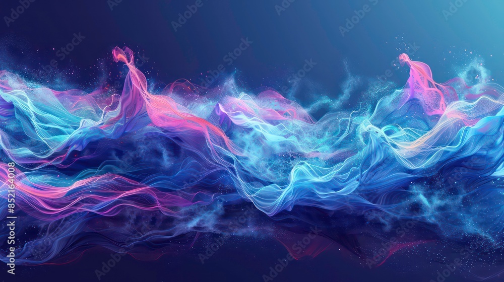Poster design a vector artwork showcasing the movement and energy of sound waves in a wave. generative ai