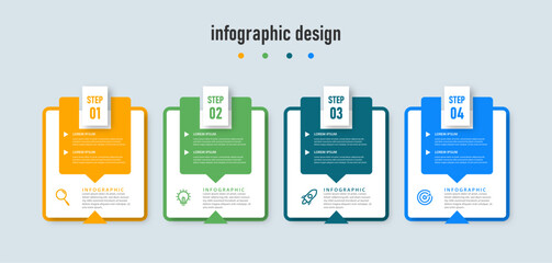 Business infographics template. timeline with 4 steps, options. can be used for workflow diagram, info chart, web design. vector illustration.