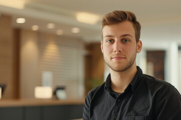 Obraz premium Portrait of a young male receptionist
