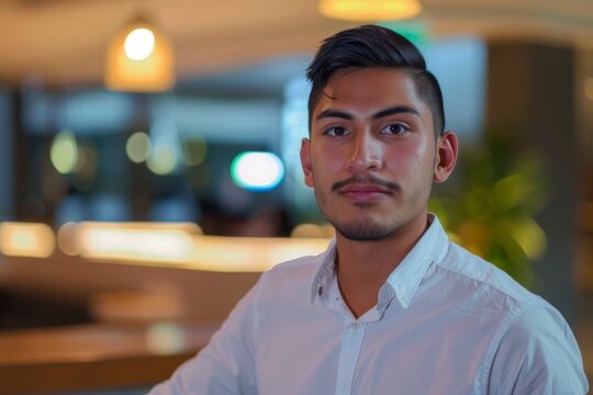 Portrait of a young male receptionist