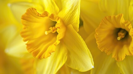 Close up view of vibrant yellow Daffodil blossoms