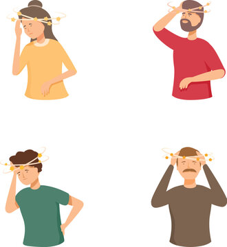 Group of diverse cartoon characters. Men and women. Illustrating a set of perplexed. Confused. And questioning expressions with question marks. Head scratching. And indecisive pondering