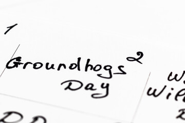 Ground hog day on a calendar Photo