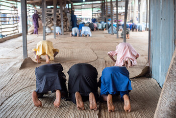 Muslims faithful observer prayers outside a Ram Market in Akinyele, Oyo State on Friday, June 14...