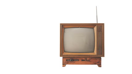 Old wooden television set on a transparent background
