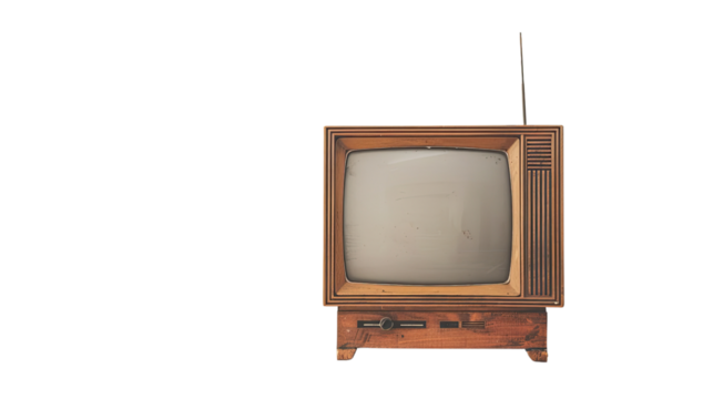 Old wooden television set on a transparent background