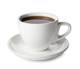 Aromatic coffee in cup isolated on white