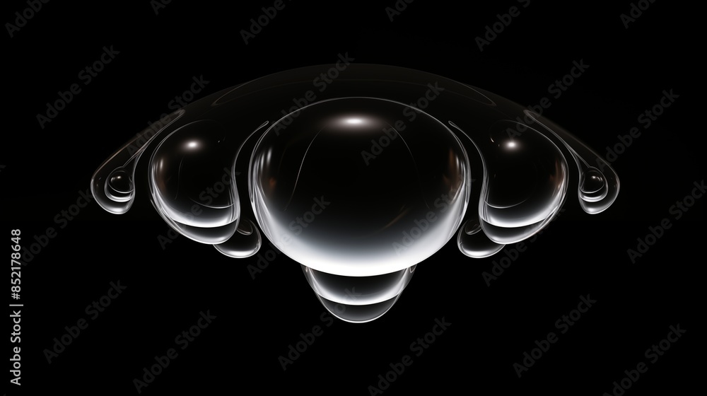 Wall mural Abstract Black and White Digital Art with Spherical Shapes