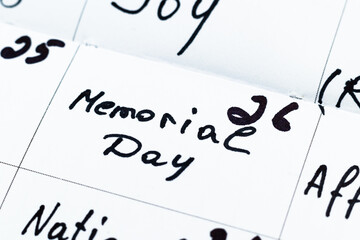 Memorial day on a calendar Photo