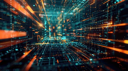 Abstract technological background composed of lines and grids