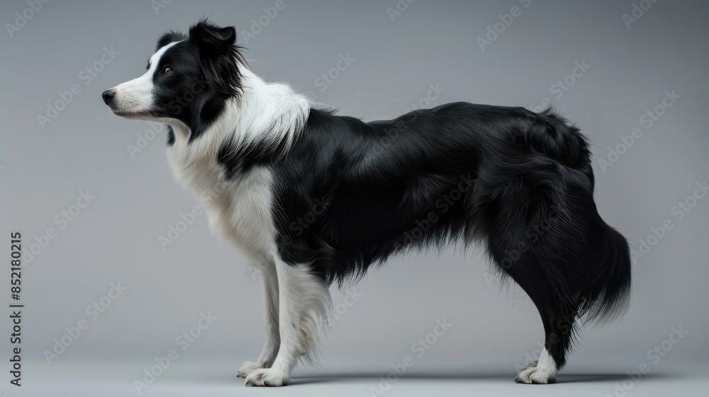 Canvas Prints Border collie standing alone on a gray backdrop