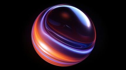 Abstract Luminescent Sphere Featuring Vivid Blue and Orange Glows in a Dark Setting