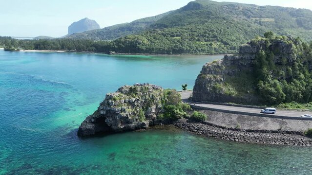 Maconde Viewpoint At Port Louis In Mauritius Island Mauritius. Indian Ocean Beach. Blue Sea Background. Port Louis At Mauritius Island Mauritius. Tourism Landscape. Nature Seascape.