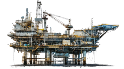 Oil platform on transparent background
