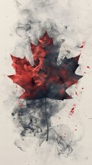 Flag of Canada made of smoke. War or wild fire anstract banner concept. Maple Leaf