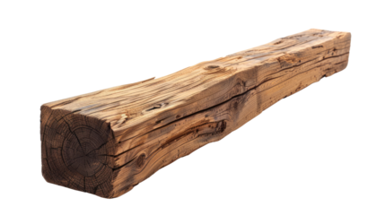 Wooden beam on a transparent background