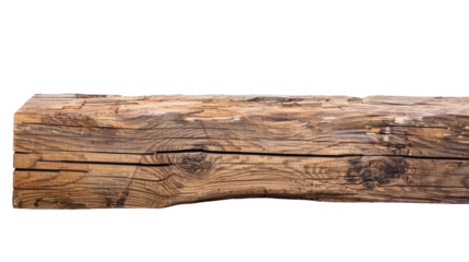 Wooden beam on a transparent background