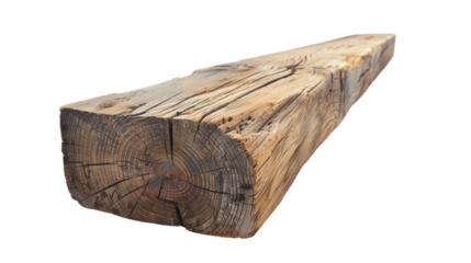 Wooden beam on a transparent background