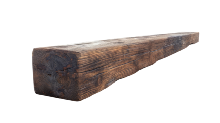 Wooden beam on a transparent background