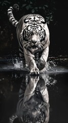 Little bengal tiger (Panthera Tigris) running in water