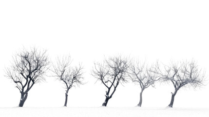 Trees without leaves on a transparent background