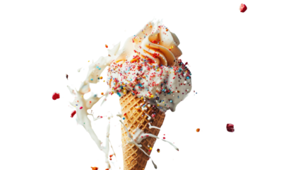 Ice cream explosion on a transparent background