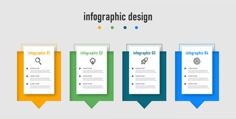 Modern Business infographics template. timeline with 4 steps, options. can be used for workflow diagram, info chart, web design. vector illustration.
