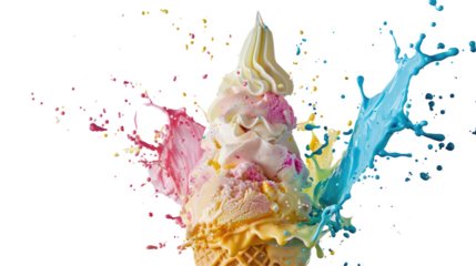 Ice cream explosion on a transparent background