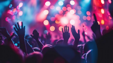 Party people concept Crowd happy and joyful in club