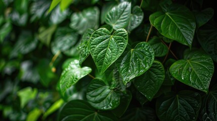Abundant growth of green betel leaves in the garden