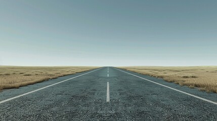 Fototapeta premium Endless road in a vast open landscape under clear sky