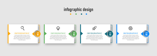 Business infographics template. timeline with 4 steps, options. can be used for workflow diagram, info chart, web design. vector illustration.