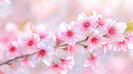 Fototapeta premium Sakura flower (cherry blossom) in spring in japan. sakura tree flower on blue sky.