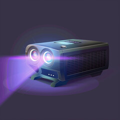 Illuminate Your Ideas: Projector with Bright Beam in a Violet Field