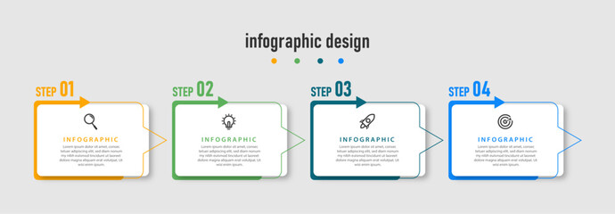 Business infographics template. timeline with 4 steps, options. can be used for workflow diagram, info chart, web design. vector illustration.