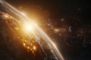 Obraz premium A outer space galaxy far away with the sun