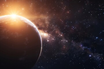 Naklejka premium A outer space galaxy far away with the sun