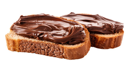 Slice of bread spread with cream on a transparent background