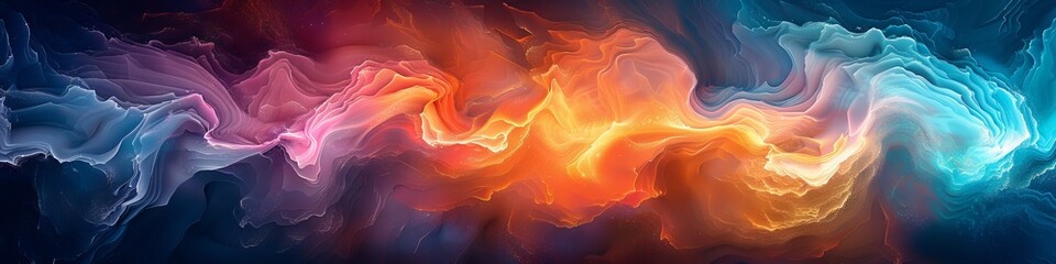 Fototapeta premium A vibrantly colored electric marble type pattern with blue and flaming yellow and orange.