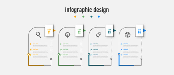 Business infographics template. timeline with 4 steps, options. can be used for workflow diagram, info chart, web design. vector illustration.