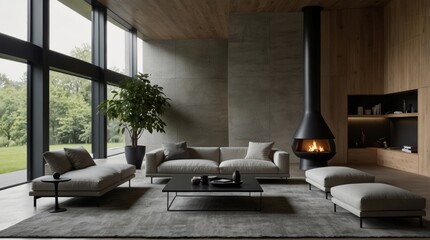 a minimalist modern living room influenced by the innovative simplicity