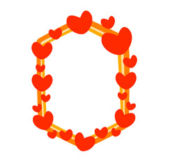 red Heart border frame vector hand drawn 