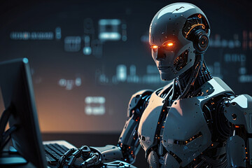 cybersecurity tech enhancing internet privacy, protecting against cybercrime, with AI robot concept.