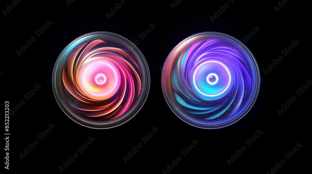 Sticker Dynamic Glowing Spiral Circles in Vivid Colors