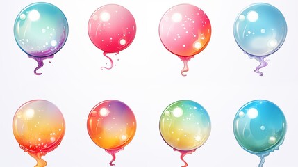 Vibrant Collection of Gradient and Glossy Balloons in Various Colors